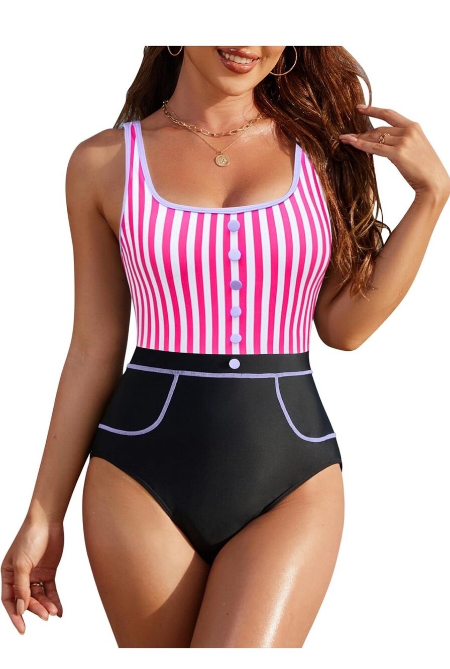 BMJL Womens Tummy Control Swimsuit Retro Vintage One Piece Bathing Suit Sz L